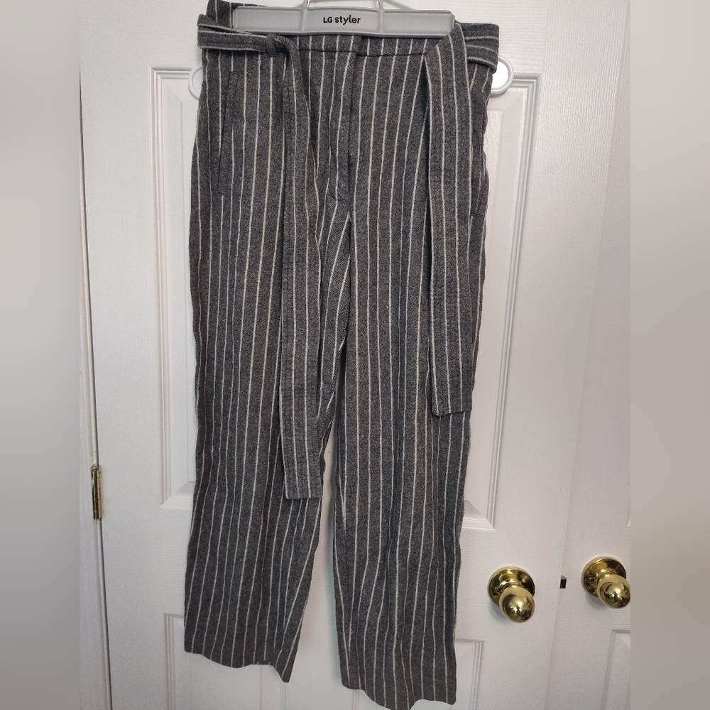 Wilfred Aritzia Tie Front Jallade Pinstripe Trouser Pants